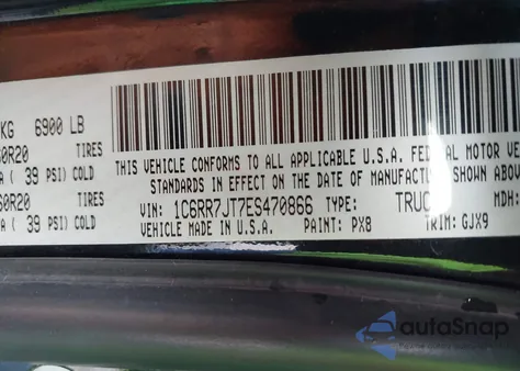 2014 Ram 1500 Laramie z USA, uszkodzony, nr VIN 1C6RR7JT7ES470866